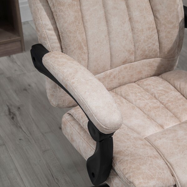 Vinsetto Sedia da ufficio sedia girevole con funzione reclinabile poggiapiedi sedia da ufficio sedile regolabile in altezza sedia da scrivania microfibra plastica metallo nylon beige + nero + argento 63 x 71 x 110-118 cm