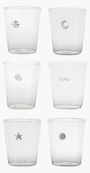 Set di 6 bicchieri in vetro fatto a mano Symbols