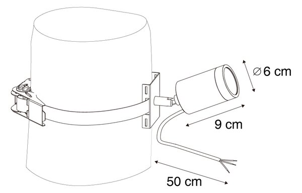 Faretto da esterno nero per albero GU10 50mm orientabile e inclinabile IP65 - Solo