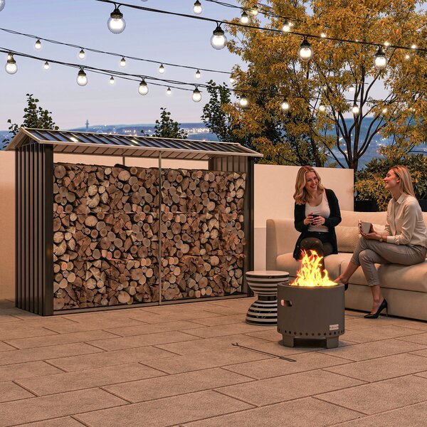 Outsunny Legnaia con Struttura in Acciaio Galvanizzato e Base rialzata, 240x 86x160cm, Nero | Aosom Italy