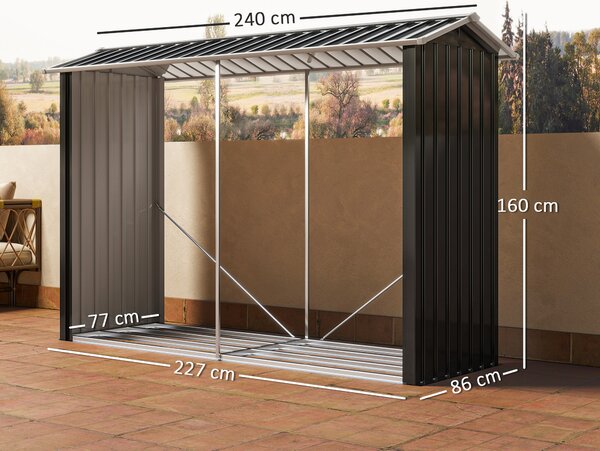 Outsunny Legnaia con Struttura in Acciaio Galvanizzato e Base rialzata, 240x 86x160cm, Nero | Aosom Italy