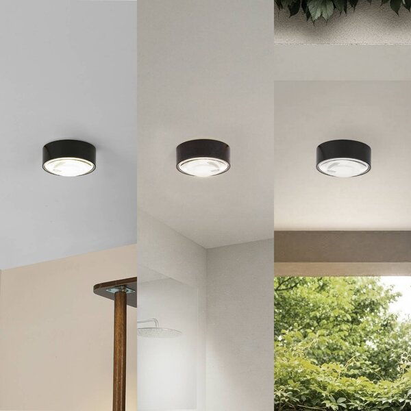 Plafoniera Siaka Lindby, Nero, Bagno, Alluminio, Moderno, Plafoniera