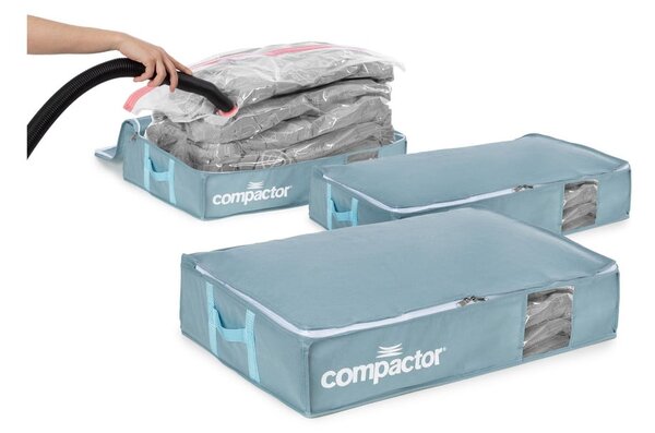 Set di organizer per sottoletto sottovuoto in plastica 3 pz 65x45x15,5 cm Blue Edition - Compactor