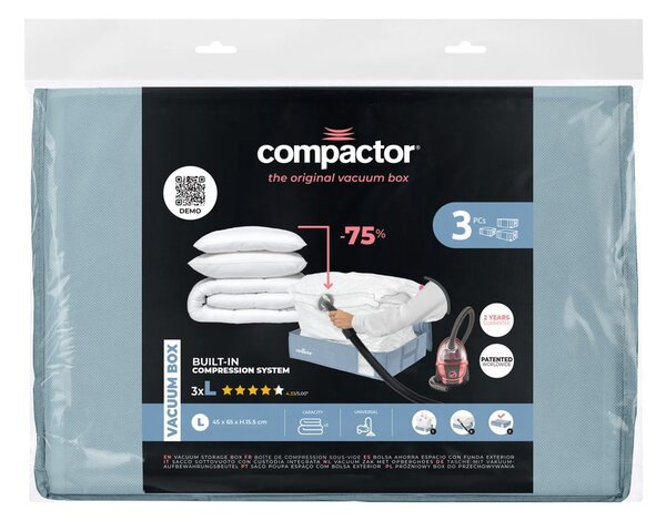 Set di organizer per sottoletto sottovuoto in plastica 3 pz 65x45x15,5 cm Blue Edition - Compactor