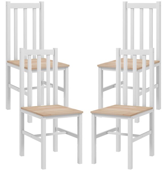 HOMCOM Set di 4 Sedie da Cucina Sedie da Pranzo, Legno Massiccio, Design Moderno, 38,5 cm x 47,5 cm x 99 cm, Naturale | Aosom Italy