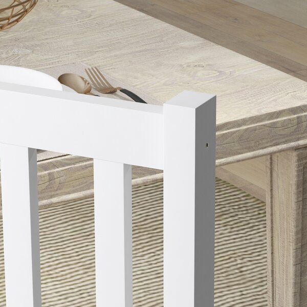 HOMCOM Set di 2 Sedie da Pranzo con Schienale Alto a Doghe e Struttura in Legno di Pino 38,5x47,5x99 cm Bianco | Aosom Italy