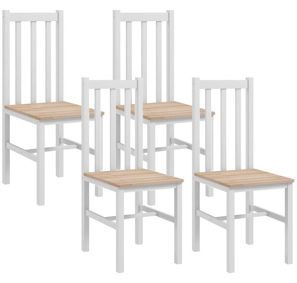 HOMCOM Set di 4 Sedie da Cucina Sedie da Pranzo, Legno Massiccio, Design Moderno, 38,5 cm x 47,5 cm x 99 cm, Naturale | Aosom Italy