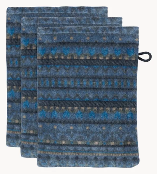 Set di 3 asciugamani in velluto e spugna Geometric Print