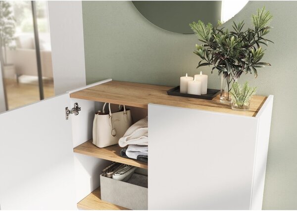 Armadietto bianco con effetto rovere 74x105x33 cm Alviano – Germania