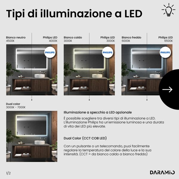 Specchio con luce LED F1