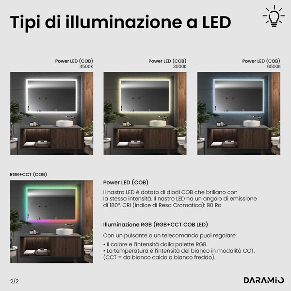 Specchio con luce LED F1