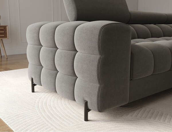 Divano angolare grigio tortora allungabile/con contenitore (con penisola a destra/con chaise lounge) con rivestimento in velluto Felro – ELTAP