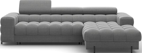 Divano angolare grigio tortora allungabile/con contenitore (con penisola a destra/con chaise lounge) con rivestimento in velluto Felro – ELTAP