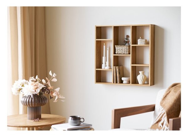 Mensola di colore naturale in rovere massiccio con ripiani multipli 15 cm Townsville – House Nordic