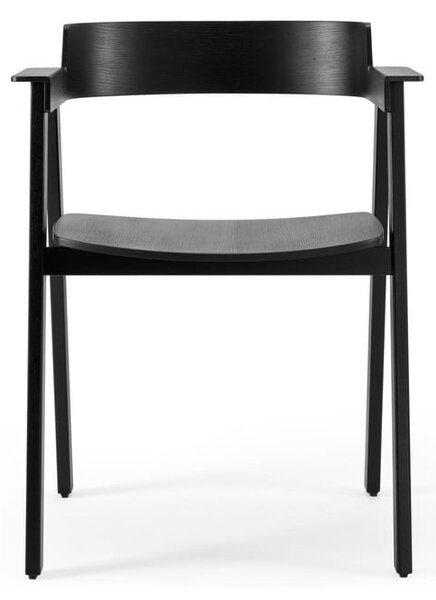 Sedia da pranzo nera in rovere massiccio con braccioli Flip – Gazzda
