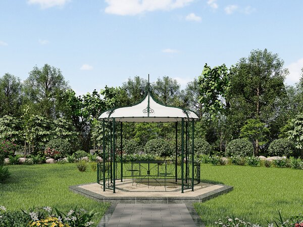 Chiosco da giardino D300 x H305 cm in Metallo stile ferro battuto Verde - TILCARA