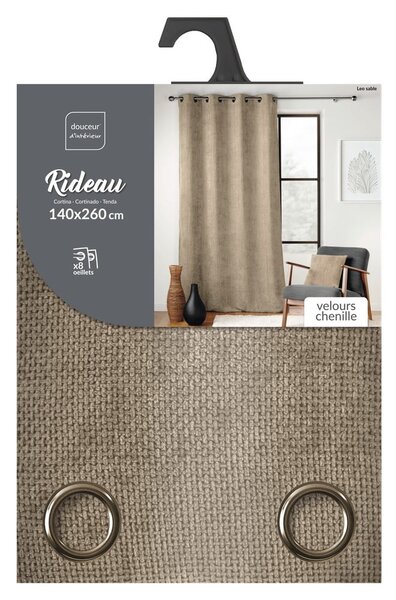 Tenda marrone chiaro in ciniglia 140x260 cm Leo – douceur d'intérieur