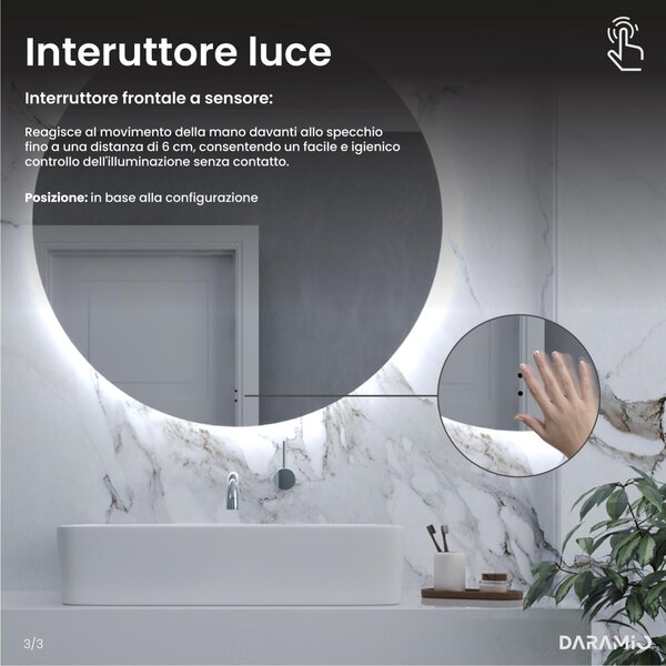 Specchio atipico con luce LED G12