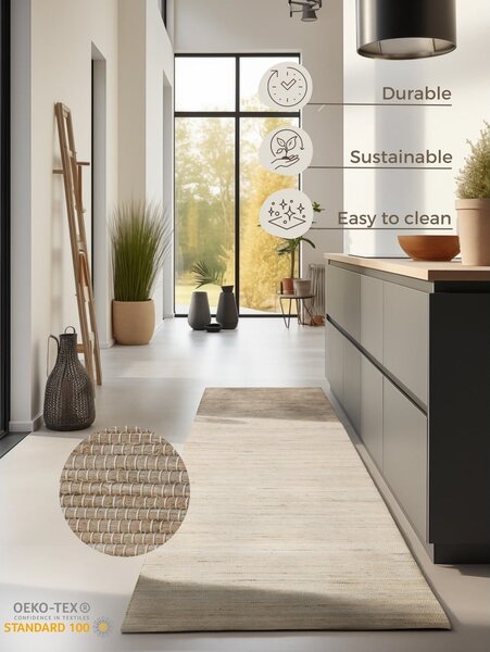 Passatoia beige in misto iuta tessuta a mano 80x200 cm Handloom – Hanse Home