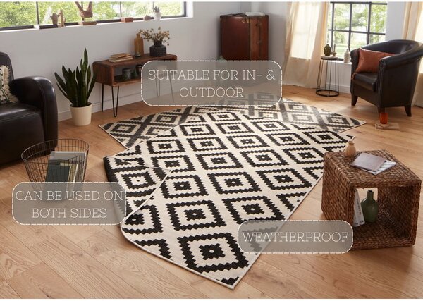 Tappeto da esterno nero e crema , 80 x 150 cm Malta - NORTHRUGS