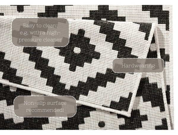 Tappeto da esterno nero e crema , 80 x 150 cm Malta - NORTHRUGS