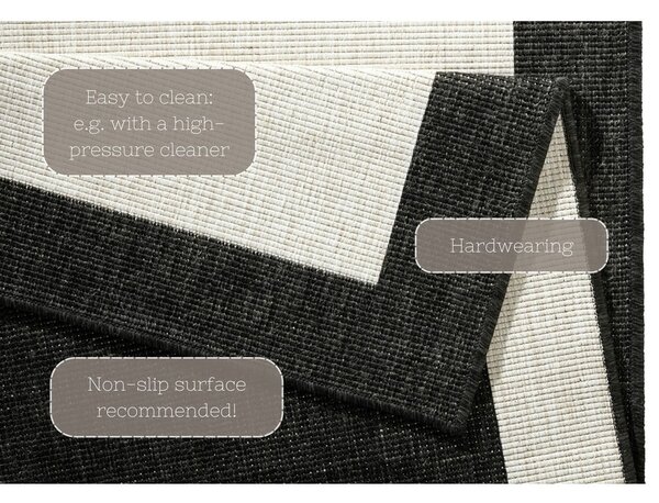 Tappeto da esterno nero e crema , 80 x 250 cm Panama - NORTHRUGS