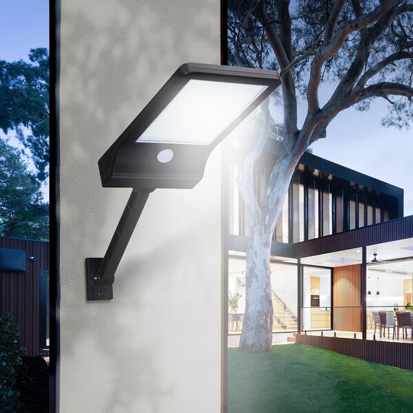 Faro Led 40W Nero con pannello solare IP65 Bianco freddo 6500K con sensore crepuscolare e di movimento Aigostar