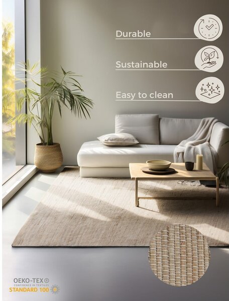 Tappeto beige in misto iuta reversibile/tessuto a mano 190x280 cm Handloom – Hanse Home