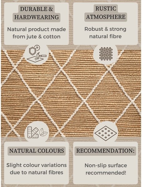 Tappeto di colore naturale in iuta tessuto a mano 120x180 cm Kunu – Hanse Home