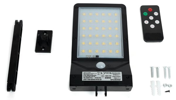 Faro Led 40W Nero con pannello solare IP65 Bianco freddo 6500K con sensore crepuscolare e di movimento Aigostar