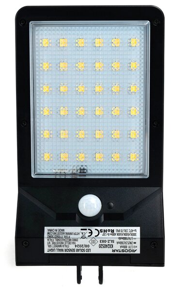 Faro Led 40W Nero con pannello solare IP65 Bianco freddo 6500K con sensore crepuscolare e di movimento Aigostar