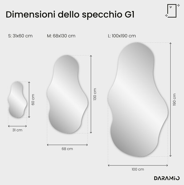 Specchio atipico con luce LED G1