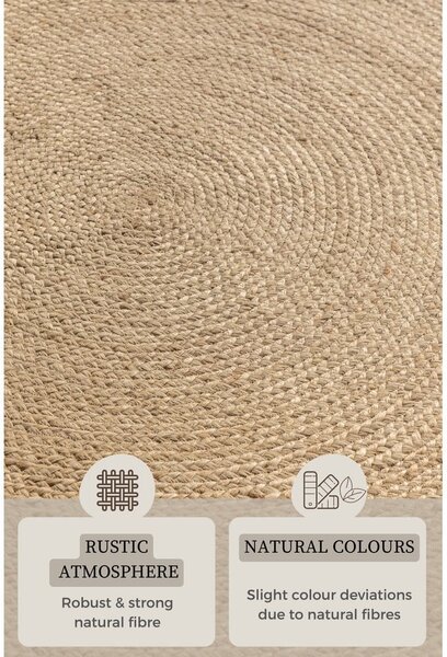 Tappeto rotondo avorio in iuta reversibile ø 140 cm Braided – Hanse Home
