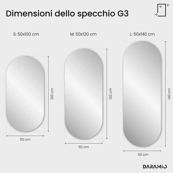 Specchio atipico con luce LED G3