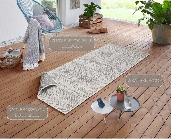Tappeto da esterno grigio e crema , 80 x 250 cm Biri - NORTHRUGS