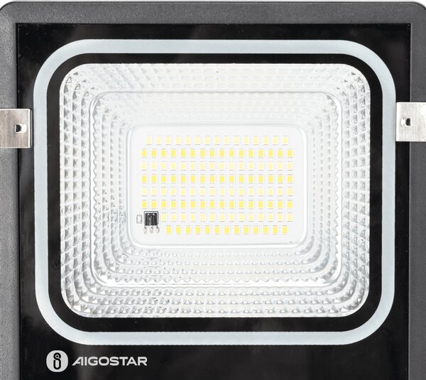 Faro Led 50W Nero con pannello solare IP66 CCT temperatura colore regolabile Dimmerabile con telecomando e crepuscolare Aigostar