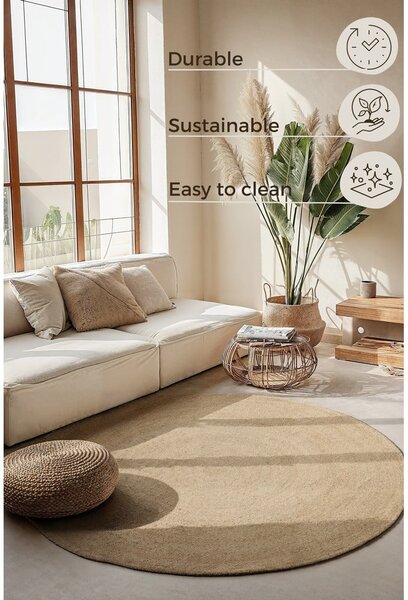 Tappeto rotondo avorio in iuta reversibile ø 140 cm Braided – Hanse Home