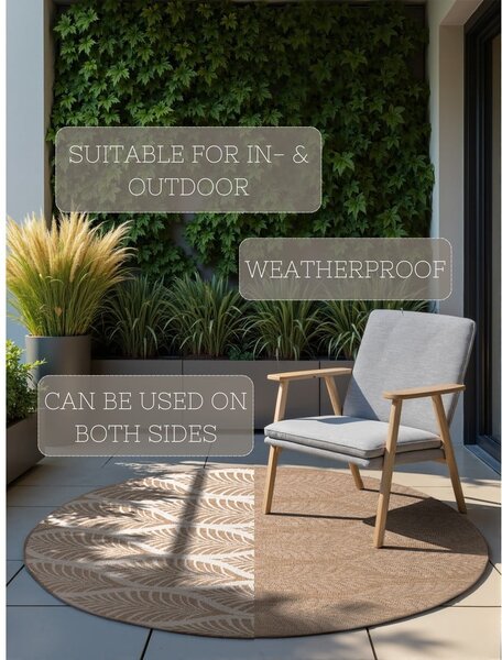 Tappeto da interno/esterno rotondo beige/avorio ø 160 cm Duet Liora – NORTHRUGS