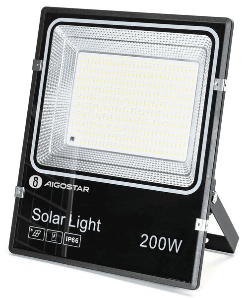 Faro Led 200W Nero con pannello solare IP66 CCT temperatura colore regolabile Dimmerabile con telecomando e crepuscolare Aigostar