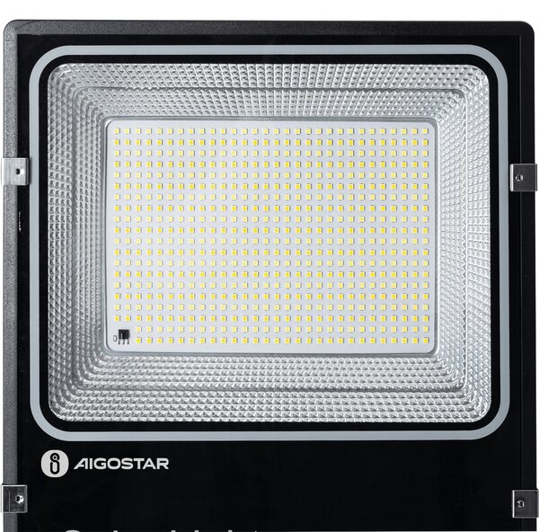 Faro Led 200W Nero con pannello solare IP66 CCT temperatura colore regolabile Dimmerabile con telecomando e crepuscolare Aigostar