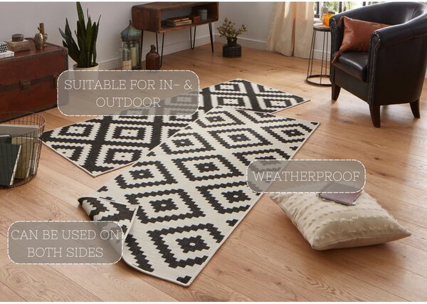 Tappeto da esterno nero e crema , 80 x 250 cm Malta - NORTHRUGS