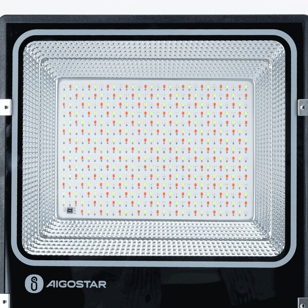 Faro Led 200W Nero con pannello solare IP66 RGB Dimmerabile con telecomando e crepuscolare Aigostar