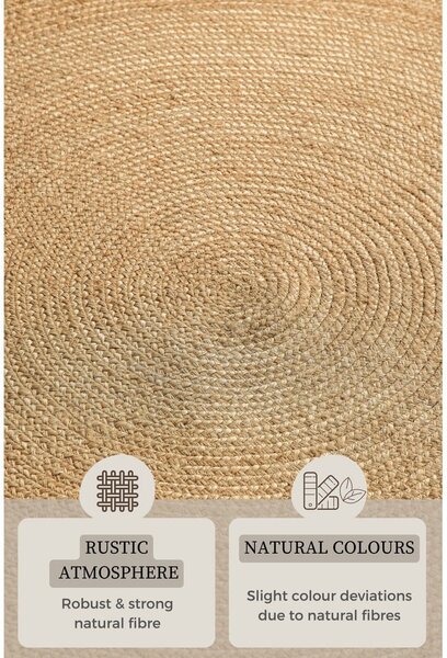 Tappeto rotondo di colore naturale in iuta reversibile ø 140 cm Braided – Hanse Home