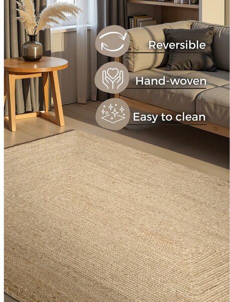 Tappeto colore naturale chiaro in iuta reversibile/tessuto a mano 120x180 cm Juno – Hanse Home