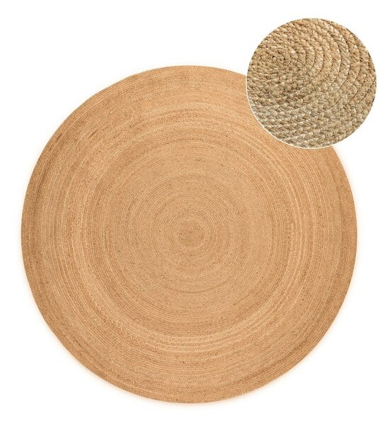 Tappeto rotondo di colore naturale in iuta reversibile ø 100 cm Braided – Hanse Home
