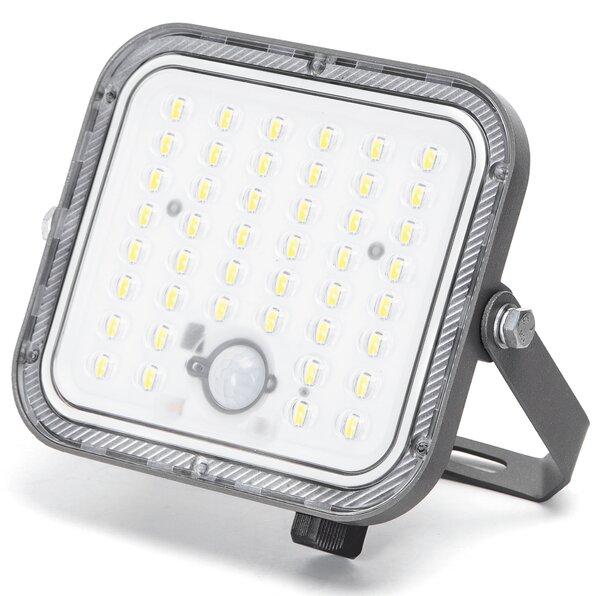 Faro Led 80W Grigio con pannello solare IP66 Bianco freddo 6500K Dimmerabile telecomando con sensore crepuscolare e di movimento Aigostar