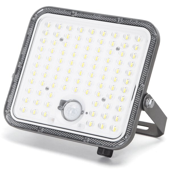 Faro Led 120W Grigio con pannello solare IP66 Bianco freddo 6500K Dimmerabile telecomando con sensore crepuscolare e di movimento Aigostar