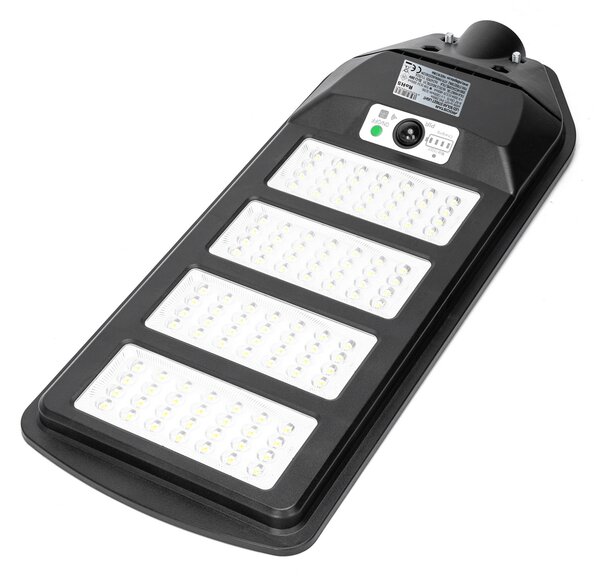 Lampione stradale Led 200W Nero con pannello solare IP65 Bianco freddo 6500K con sensore crepuscolare e di movimento Aigostar