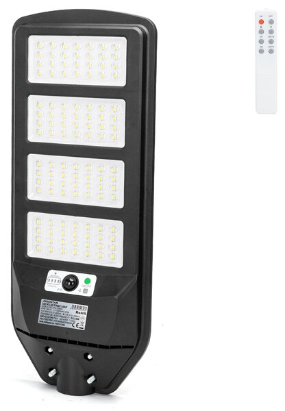 Lampione stradale Led 200W Nero con pannello solare IP65 Bianco freddo 6500K con sensore crepuscolare e di movimento Aigostar