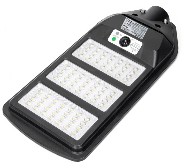 Lampione stradale Led 150W Nero con pannello solare IP65 Bianco freddo 6500K con sensore crepuscolare e di movimento Aigostar